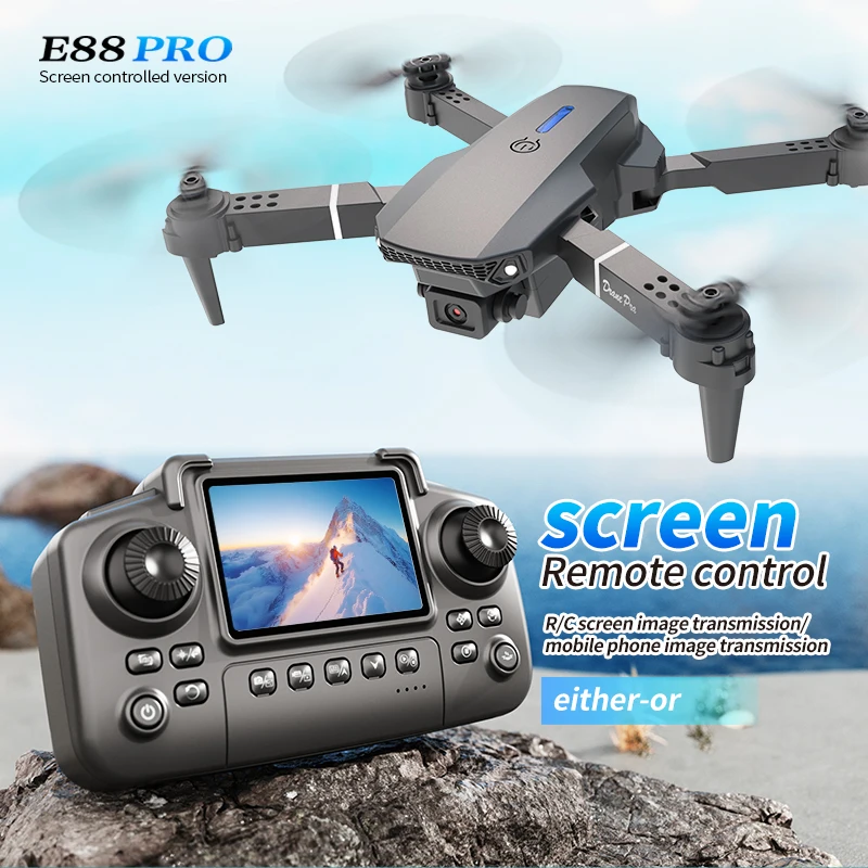 Drone Rc Holder - Drone Profissional E88 PRO com Tela,