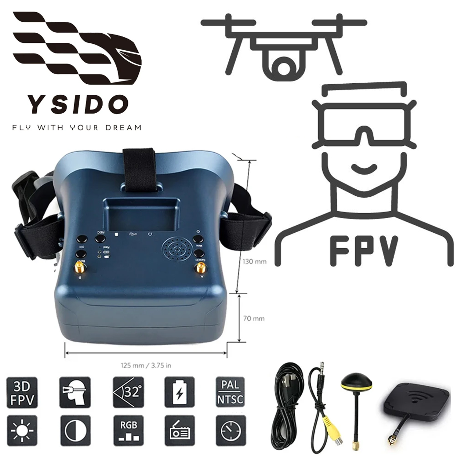 Fpv Goggles Headset - Óculos fpv 008d 5.8g 40ch 4.3