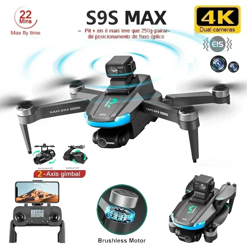 Novo s9s max mini drone 4k 2 e - Drone Rc Cable avaliação e preço