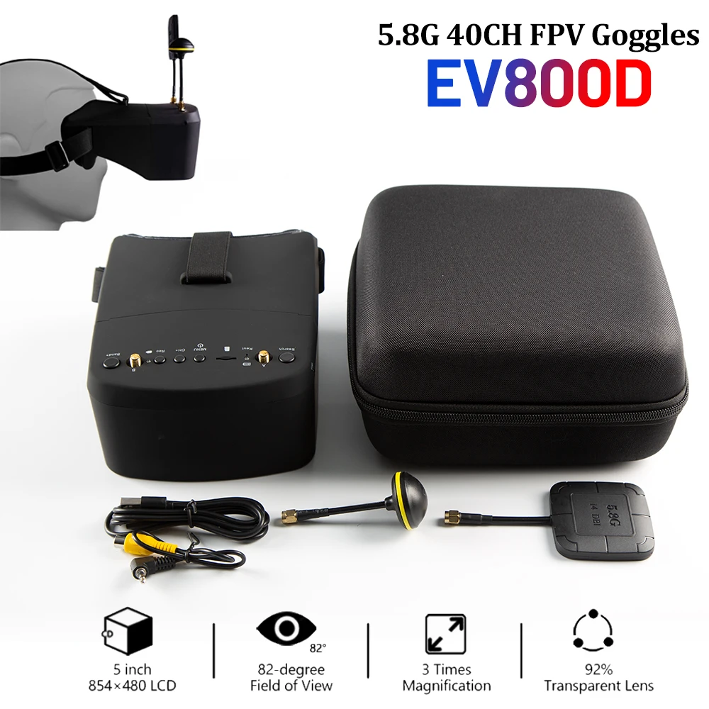 Óculos FPV SkyDElEV800D de 5 P - Fpv Goggles Headset avaliação e preço