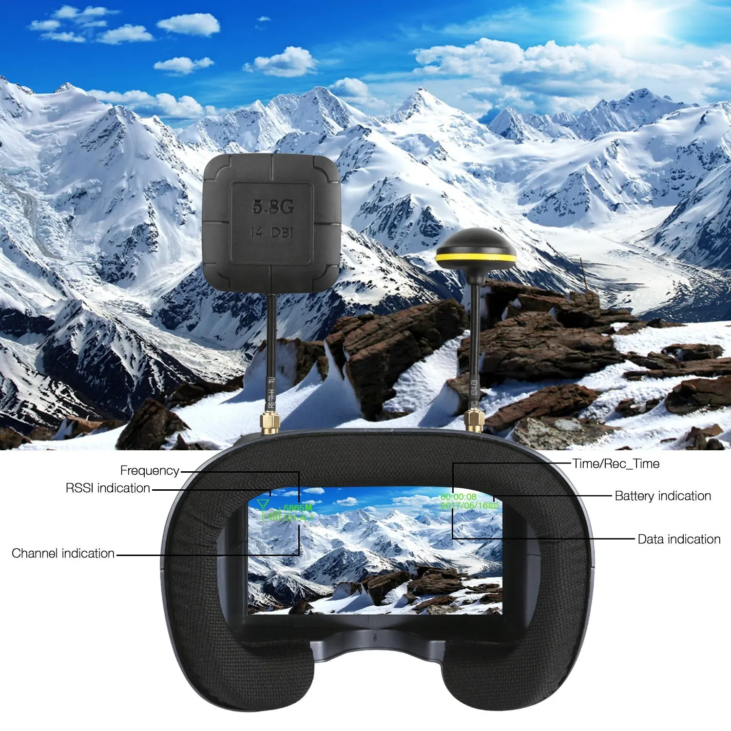 5.8g 40ch 4.3 Polegada 800*480 - Fpv Goggles Headset avaliação e preço
